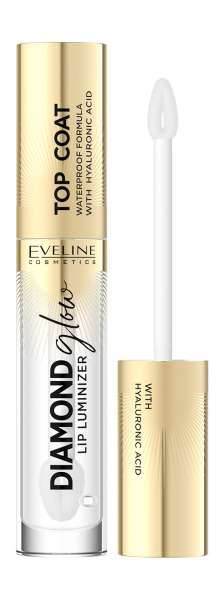 Eveline Diamond Glow Lip Luminizer Блеск для губ с гиалуроновой кислотой и витамином С | 01 Transparent Top Coat